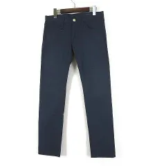 ムッシュニコル monsieur NICOLE 近年モデル パンツ テーパード スリムフィット ヘリンボーン コットン ストレッチ M 46 紺 ネイビー 美品のサムネイル