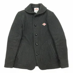 14AW ダントン DANTON ウール モッサ シングル ジャケット ショート コート ラウンドカラー 丸襟 バスケットボタン ロゴ ワッペン ブルゾン 上着 アウター 38 グレー JD-8237 WOM メンズ