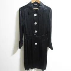 CHANEL - 良品 CHANEL シャネル サテン 長袖 ロングシャツ ドレス ワンピース ブラック レディース 古着 中古 USED 良品 CHANEL シャネル サテン 長袖 ロングシャツ ドレス