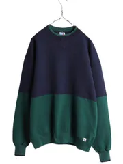 【お得なクーポン配布中!】 90s USA製 ラッセル 無地 スウェット メンズ レディース XL / 古着 90年代 オールド RUSSELL トレーナー 大きいサイズ 前V 裏起毛 ツートン