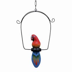 南の島にいそうな カラフルオウムの吊り下げ木彫り コンゴウインコ 55cm レッド リゾートインテリア ハンギング 鳥の置物 アジアン雑貨 バリ雑貨 ハワイアン雑貨 010424