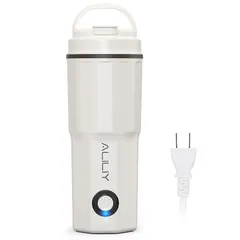 Aliliy 電気ケトル ポータブル トラベルケトル 小型 400ML 100V 300W 低消費電力 持ち運びケトル 湯沸かし 一人暮らし 電気ポット トラベル 湯沸かし器 水筒 急速沸かし 空焚き防止 漏れない お湯ポット ステンレス 二重構造 コーヒ 0