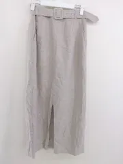 ◇ ◎ BEAMS HEART ウエストベルト付き リネン混 ロング タイト ナロー スカート サイズM ベージュ系 レディース  【中古】 【1206240013131】