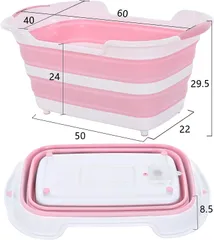 折りたたみ猫犬洗い桶【ピンクプラス】 たらい 大型犬 バスグッズ 猫犬お風呂用  水抜栓付 ソフトタブ 洗濯  ペット用バスタブ 排水プラグが付く コンパクト アウトドア 内外に適用 多機能 安全素材