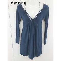 ◇ three dots スリードッツ ロープ編み Vネック 長袖 ミニ チュニック ワンピース サイズ XS ネイビー レディース  【1109080008605】のサムネイル