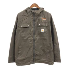Carhartt カーハート 企業ロゴ 刺繍 ナイロン パーカー ジャケット ワーク ブラウン (メンズ XL REGULAR) 中古 古着 Q1209
