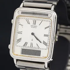 美品 SEIKO セイコー シルバー文字盤 メンズ デジアナ 腕時計 デジタル SEIKO セイコー メカニカル ネット限定モデル メンズ 腕時計