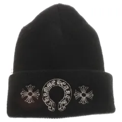 CHROME HEARTS (クロムハーツ) WOOL WATCH CAP ウールワッチキャップ CHロゴ刺繍ビーニーニット帽 ブラック/ホワイトのサムネイル
