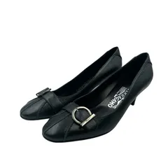 未使用品 Salvatore Ferragamo フェラガモ パンプス レザー ガンチーニ ブラック 黒 サイズ36D