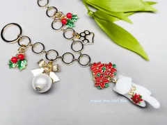 【受注制作】ポインセチア追っかけねこのバッグチャーム〈リニューアル版〉