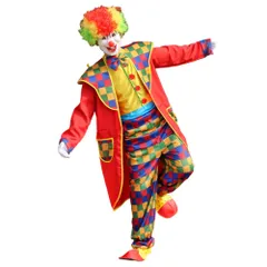 [FUPUONE] ピエロ 衣装 コスチューム コスプレ ハロウィン クリスマス 大道芸 (ジャケット+オールインワン+蝶ネクタイ) [ジャケット+オールインワン+蝶ネクタイ]