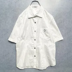 レリアン　高級　刺繍ロゴ　チェック　ポケット付　半袖シャツ　ホワイト　9サイズ Leilian ブラウス ステッチデザイン コットン 日本製