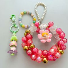 ☆ハンドメイド☆お人形リース＆キーホルダー＆ブレスレット☆３点セット☆まとめ売り☆