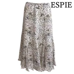 ESPIE エスピエ オールシルク レディース スカート シフォンスカート ひざ丈 レトロ花柄 アイボリー M 値下げ不可のサムネイル