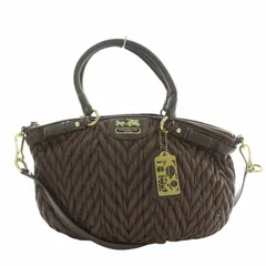 コーチ COACH マディソン キルテッド シェブロン ソフィア サッチェル ハンドバッグ ショルダーバッグ 2WAY ナイロン レザー ロゴ 18637 茶 ブラウン /MW ■GY17