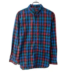 長袖 チェックシャツ M～ ブルー マルチカラー ボタンダウン 胸ポケット 長袖シャツ トップス 春物 a710-5488