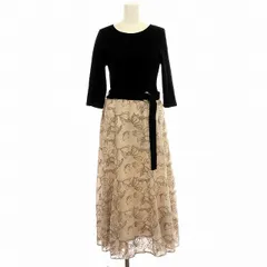 ジャスグリッティー JUSGLITTY 22SS エアリー刺繍スカートドッキングワンピース 42166911 リブニット レース ワンピース 花柄 ロング 2 黒 ベージュ /☆G