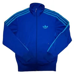 ★adidas★アディダス トラックジャケット ファイヤーバード ジャージ 青 ブルー トレフォイルロゴ 刺繍 水色ライン