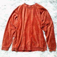 ワークマン Wmb【M】オレンジ スウェット 長袖 コーデュロイ 無地 ポケット シンプル 綿 Uネック