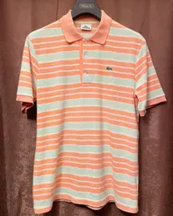 MADE IN JAPAN製 LACOSTE 半袖ボーダー柄パイルポロシャツ マルチカラー 3サイズ
