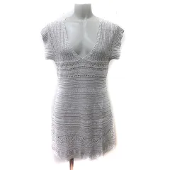 アンタイトル UNTITLED ワンピース ミニ フレンチスリーブ 透かし編み 麻混 リネン混 2 ベージュ /YI