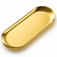 Chicer キャッシュトレイ (23cm×9.5cm) カルトン アクセサリートレイ おしぼり置き コイントレー 釣り銭トレー キャッシュトレー お会計トレー お会計皿 お洒落 高級 小物入れ 玄関 (ゴールド) [ゴールド]