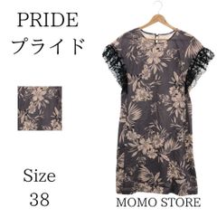 PRIDE プライド ミニ ワンピース 袖なし レース おしゃれ レディース ネイビー 花柄 38