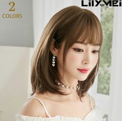 レイヤー入り　遅れ毛サイド　ミディアム　ボブ