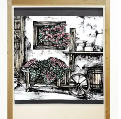 【MINIBOX のれん制作工房 正規販売店舗】【匿名配送 ネコポス 全国送料無料】のれん「花車」85x90cm【日本製】スタジオジブリ 家紋 トトロ 千と千尋の神隠し 風景 景色 和柄 和風目隠し