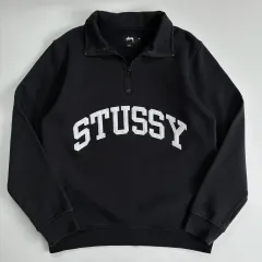 【希少】ステューシー ハーフジップ スウェット 黒 ブラック L ハイネック STUSSY ステューシー 24SS HALF ZIP MOCK NECK SWEATSHIRT