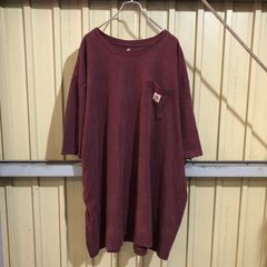 354 Carhartt 半袖 ポケットTシャツ 4XL バーガンディ ビッグサイズ カーハート ロゴ 古着卸 アメリカ仕入