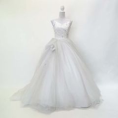 美品 ウェディングドレス 中古 オフホワイト Aライン 9号 ベール