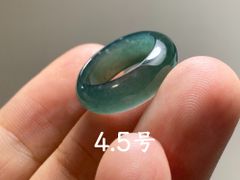 L13-75 ピンキーリング 氷種 青緑色 4.5号 グアテマラ産 A貨 本翡翠 くりぬき リング