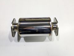中間タイコ 107φ×240mm フランジ付き 4輪 車 サイレンサー ボディ 消音器 ワンオフ 汎用 製作パーツ マフラー パーツ DIY 資材 カーパーツ 自動車パーツ アクセサリー カスタムパーツ 車用品 材料 ステンレス 国内生産