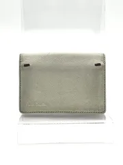 Paul Smith  ポール スミス　二つ折り名刺入れ　パスケース　グレー×パープル　レザー　W11　H7.5