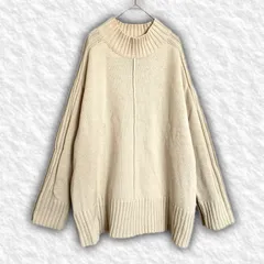 【即決ご希望額はコメントへ】 美品 earth music&ecology アースミュージックアンドエコロジー　ニット　ハイネック　セーター　アイボリー　Ｆ　ボトルネック　オーバーサイズ　ケーブルニット　プルオーバー　カジュアル　大人可愛い　リラックス