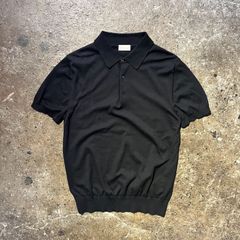 MONCLER POLO TRICOT モンクレール ポロシャツ コットン ナイロン L ブラック