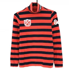 パーリーゲイツ 長袖ハイネックシャツ レッド×ネイビー ボーダー レディース 0(S) ゴルフウェア PEARLY GATES