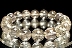 【１点物】シャンパンカラー◇透明 シルバールチルクォーツ　11.5mm　ブレスレット  _MA748