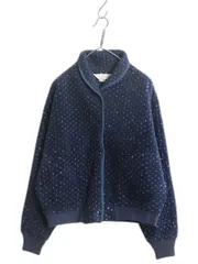 【お得なクーポン配布中!】 80s USA製 エルエルビーン バーズアイ パイル フリース  カーディガン レディース L / LLBEAN ヴィンテージ ジャケット ブルゾン ボア 紺