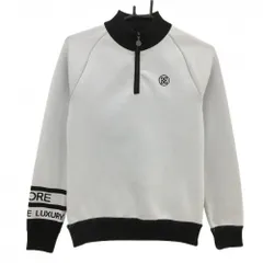 【美品】ジーフォア ハイネックセーター ライトグレー×黒 ハーフジップ バイカラー レディース 36(S) ゴルフウェア G/FORE