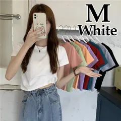 【新品・M】レディースＴシャツ 　白　ジム　無地　クロップド丈　ホワイト 990白M