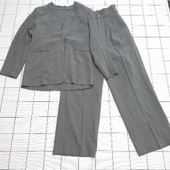 ◇ Θ 美品 ur's ユアーズ 背抜き シンプル系 S テーラードジャケット ワイドパンツ サイズL グレー系 レディース E  【1507280008942】