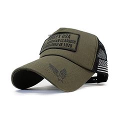 カーキ_Free Size AVIREX アヴィレックス USA ツイル ワッペン メッシュキャップ 帽子 ミリタリー 夏 ベースボールキャップ ロゴ フリーサイズ, ミリタリーパッチカーキ