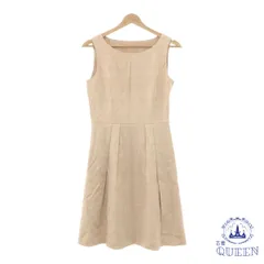 ☆美品☆ ANAYI アナイ ワンピース Aライン フェミニン きれいめ ノースリーブ ひざ丈 レディース ベージュ 38 日本製 901-11499 送料無料 古着