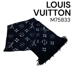 ● ルイヴィトン LOUIS VUITTON エシャルプ ロゴマニア シャイン マフラー モノグラム M75833 ノワール ウール シルク レディース 5E090