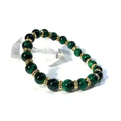 グリーンタイガーアイ パワーストーン ブレスレット 8mm （ゴールド）メンズ・レディース　男性・女性　数珠ブレス　開運  [5]