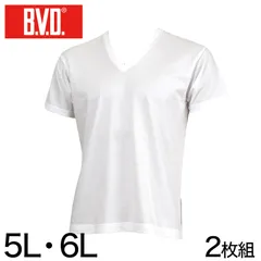 BVD メンズ インナー 大きいサイズ 半袖 Vネック tシャツ 2枚組 5L・6L V首 下着 肌着 男性 紳士 白 ホワイト