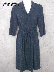 ◇ ◎ ROPE PICNIC ロペピクニック 花柄 総柄 ウエスト紐 七分袖 シャツ カーディガン サイズ38 ネイビー マルチ レディース  【1002800392247】