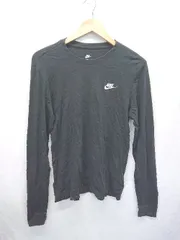 ◇ Θ NIKE ナイキ ワンポイントロゴ刺繡 長袖 Tシャツ カットソー サイズS ブラック メンズ E  【1411130014963】